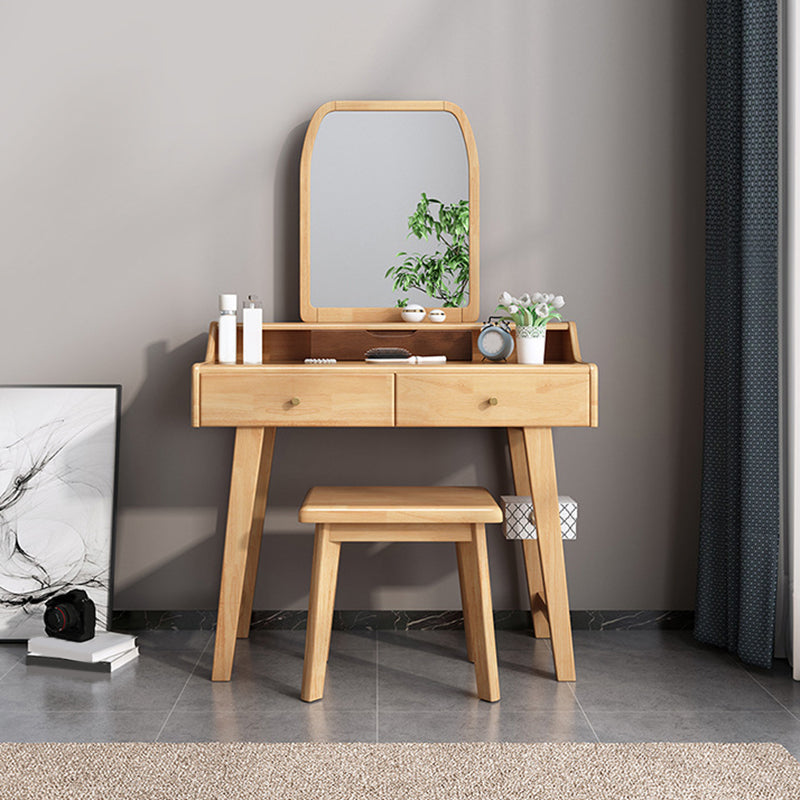 Mesa de tocador espejo escandinavo y taburete con 2 cajones