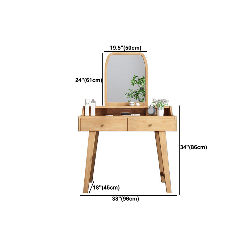 Mesa de tocador espejo escandinavo y taburete con 2 cajones