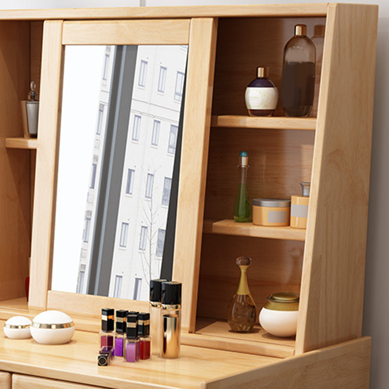 Tocador de madera y taburetes 2 cajones tocador reflejado para dormitorio