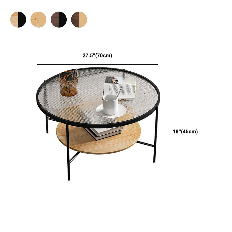 Round contemporaneo con tavolino da caffè a 4 gambe in metallo