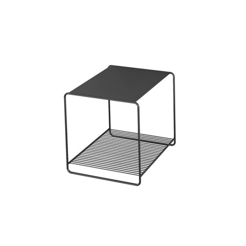 Square Coffee Table Mid-Century Modern with Iron Top and Iron Base