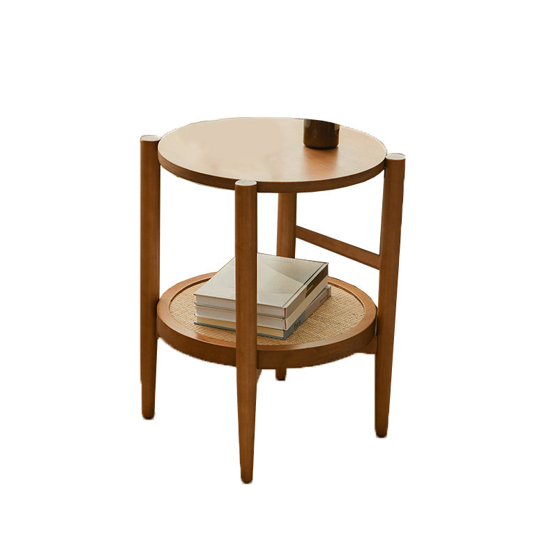 Nordic Cocktail Table 4 Legs Wooden with Storage Shelf Round Coffee Table Clearhalo 'Coffee & Accent Tables' 'Coffee Tables' 'coffee_tables' 'furn' 'furn_coffee_tables' 'Furniture' 'Living Room Furniture' 6068289