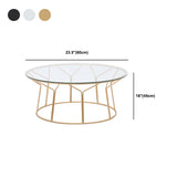 Tavolino contemporaneo con top in vetro rotondo e base di ferro