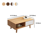 Tavolino scandinavo in legno di gomma con 4 gambe e cassetto