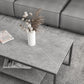 Contemporary Cocktail Table with Stone Top and Iron Base and Shelf