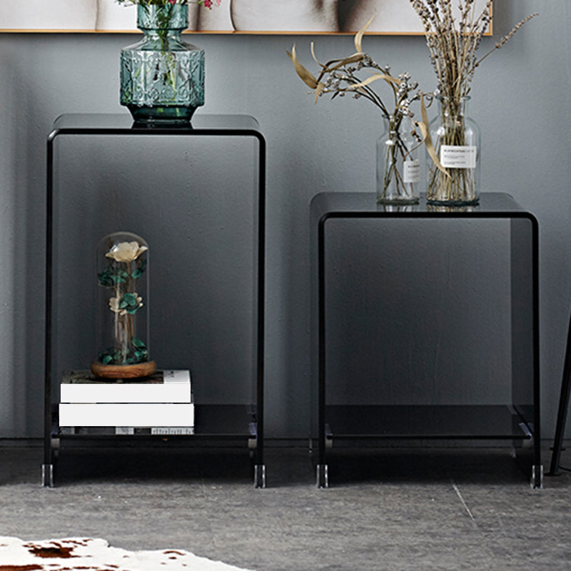 Mesa de trineo de la mesa cuadrada de vidrio contemporánea con estante