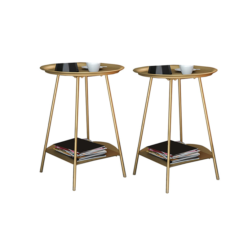 Bandeja de metal Topla superior Tabla de extremo 4 Piernas de doble mesa de rincón de nivel