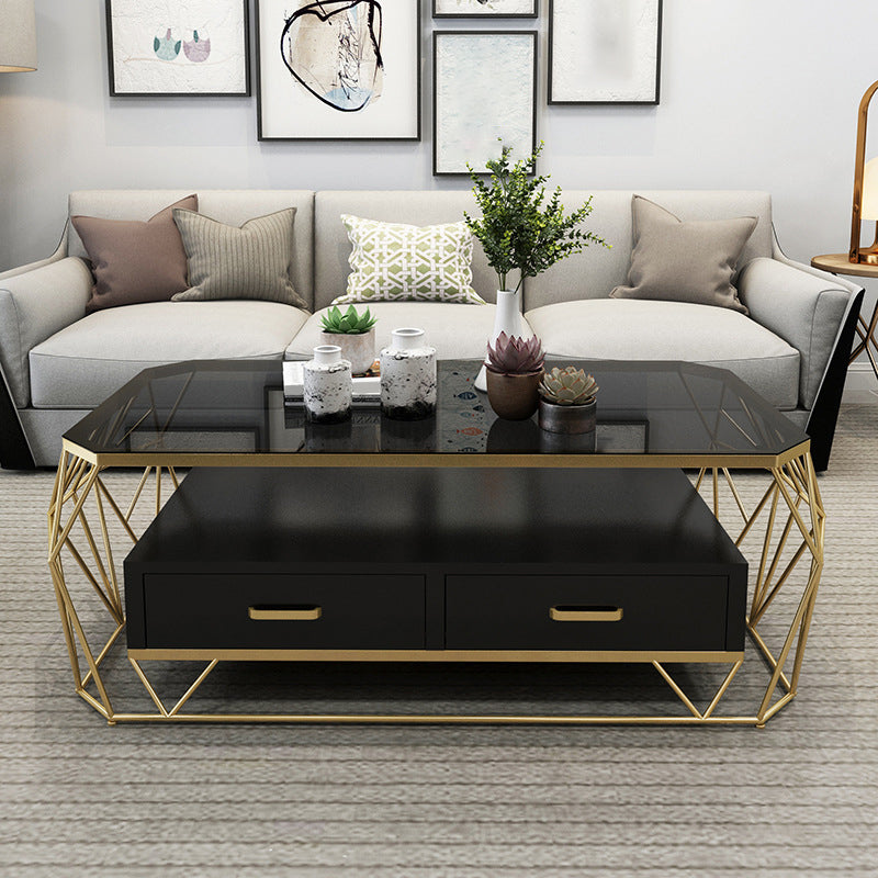 Cadre contemporain avec table basse rectangulaire simple à tiroir