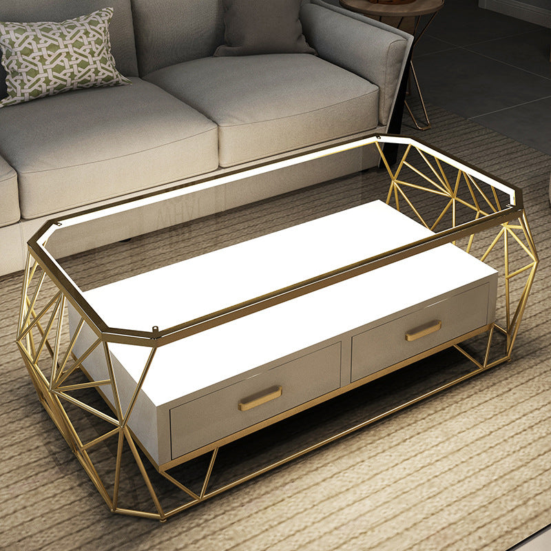 Cadre contemporain avec table basse rectangulaire simple à tiroir