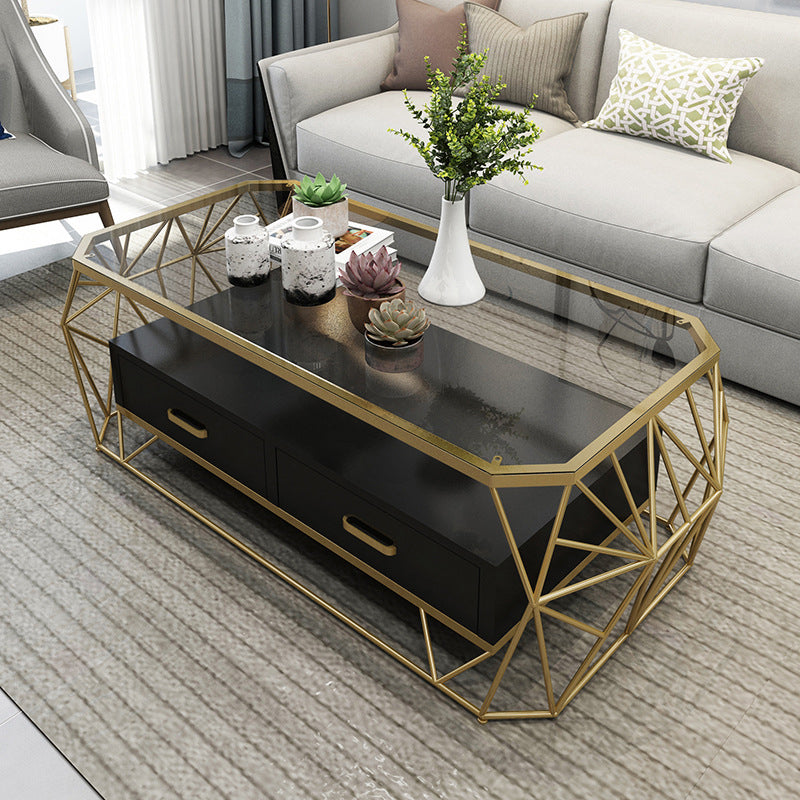 Cadre contemporain avec table basse rectangulaire simple à tiroir