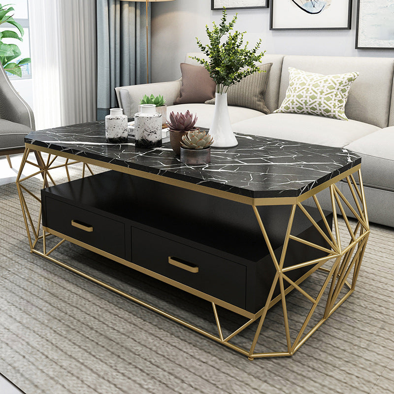 Cadre contemporain avec table basse rectangulaire simple à tiroir