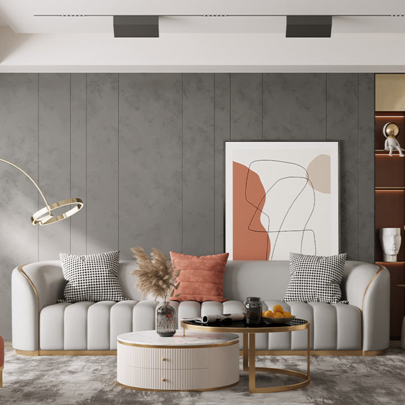 Divano in pelle contemporanea di divano a smoking posteriore stretto per soggiorno