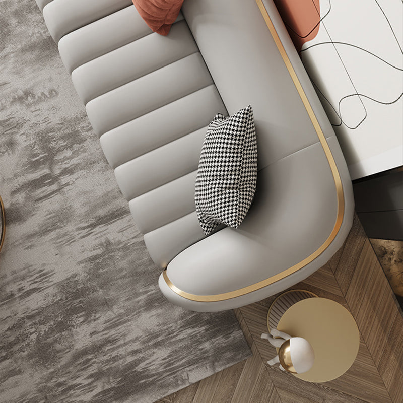 Divano in pelle contemporanea di divano a smoking posteriore stretto per soggiorno