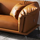 Divano arancione moderno in pelle autentica con divano braccio smoking con cuscini