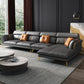 Luxurious Pillow Back Sectional Genuine Leather Flared Arm Sectional