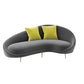 Contemporary Velvet Solid Color 33.46" H Curved Slope Arm Sofa 67"L x 38"W x 33.5"H Grey Clearhalo 'furn' 'furn_sofas' 'Furniture' 'Living Room Furniture' 'Sofa' 'sofas' 6068847