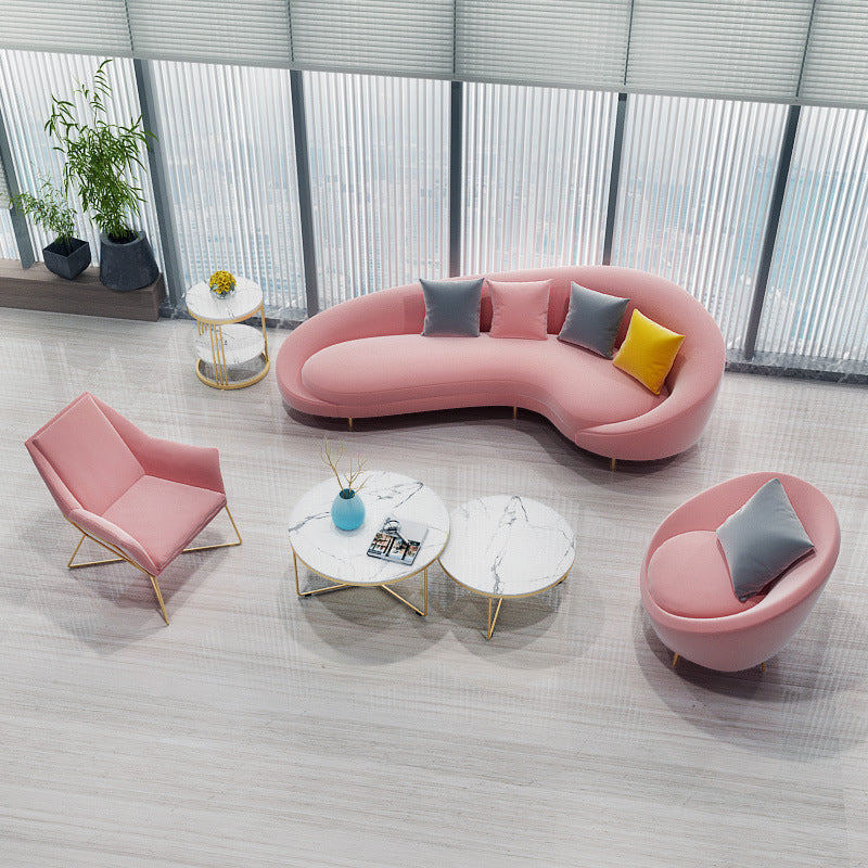 Contemporary Velvet Solid Color 33.46" H Curved Slope Arm Sofa Clearhalo 'furn' 'furn_sofas' 'Furniture' 'Living Room Furniture' 'Sofa' 'sofas' 6068850