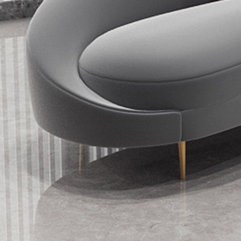 Contemporary Velvet Solid Color 33.46" H Curved Slope Arm Sofa Clearhalo 'furn' 'furn_sofas' 'Furniture' 'Living Room Furniture' 'Sofa' 'sofas' 6068852