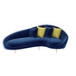 Contemporary Velvet Solid Color 33.46" H Curved Slope Arm Sofa 90.5"L x 38"W x 33.5"H Blue Clearhalo 'furn' 'furn_sofas' 'Furniture' 'Living Room Furniture' 'Sofa' 'sofas' 6068855