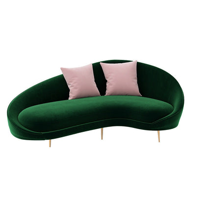 Contemporary Velvet Solid Color 33.46" H Curved Slope Arm Sofa 67"L x 38"W x 33.5"H Green Clearhalo 'furn' 'furn_sofas' 'Furniture' 'Living Room Furniture' 'Sofa' 'sofas' 6068857