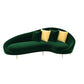 Contemporary Velvet Solid Color 33.46" H Curved Slope Arm Sofa 90.5"L x 38"W x 33.5"H Green Clearhalo 'furn' 'furn_sofas' 'Furniture' 'Living Room Furniture' 'Sofa' 'sofas' 6068858
