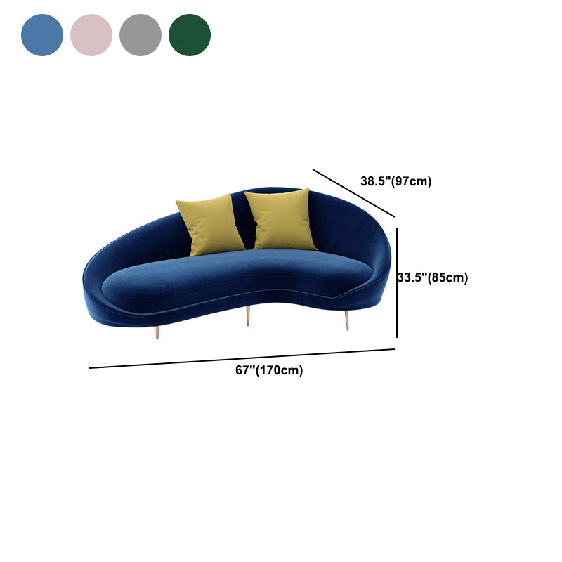 Contemporary Velvet Solid Color 33.46" H Curved Slope Arm Sofa Clearhalo 'furn' 'furn_sofas' 'Furniture' 'Living Room Furniture' 'Sofa' 'sofas' 6068862