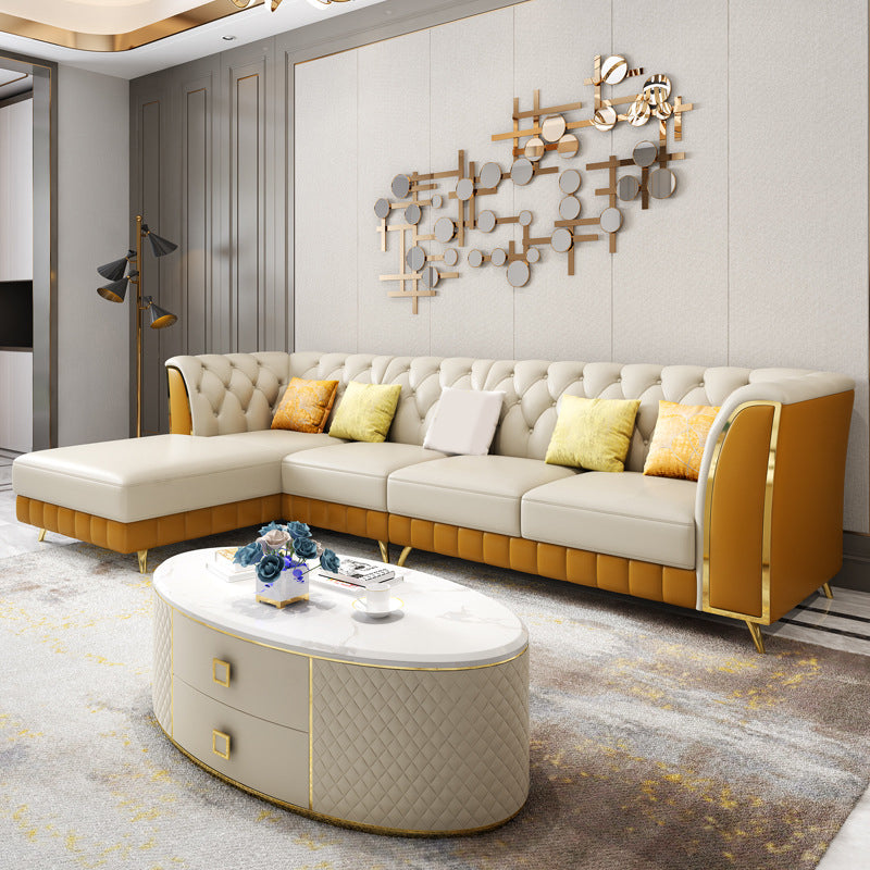 Section du bras évasé tufté avec oreillers