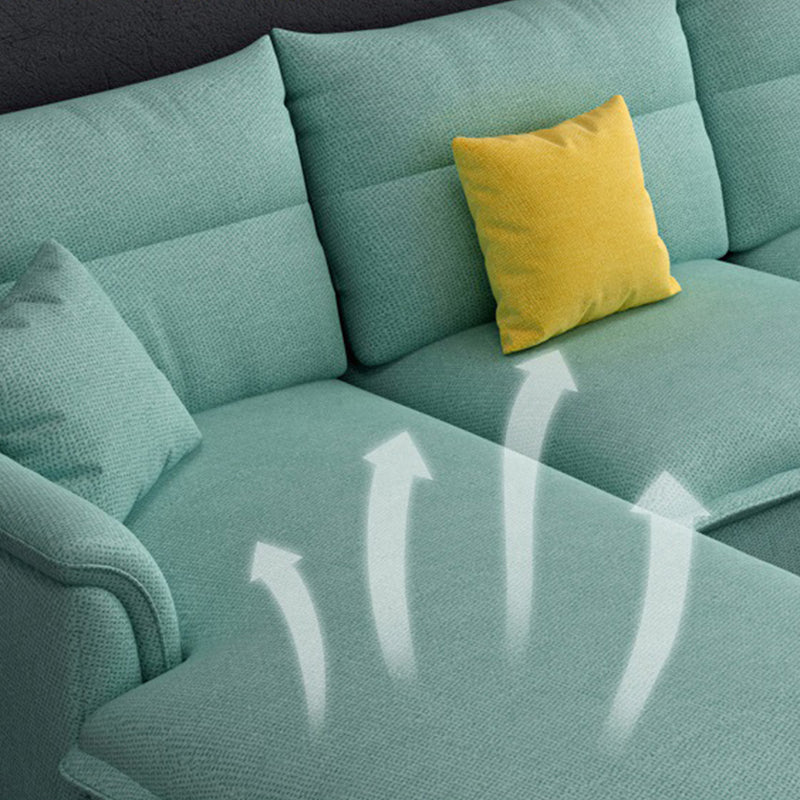 Braccio top cuscino sezionale tessuto a 4 posti a forma di l sezionale con cuscini
