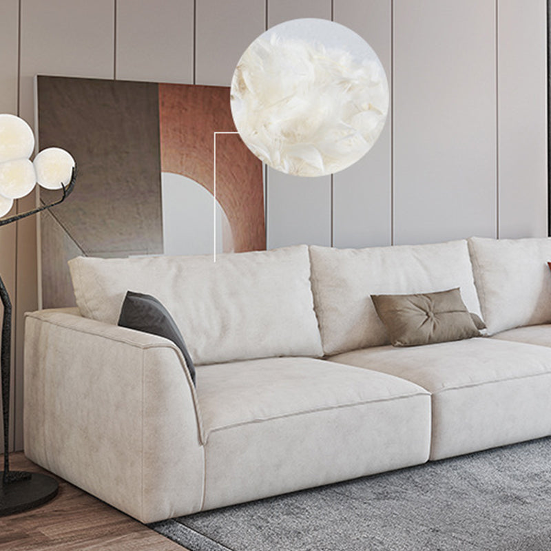 Section de bras évasé à 4 places beige sectionnelle Scandinave en L