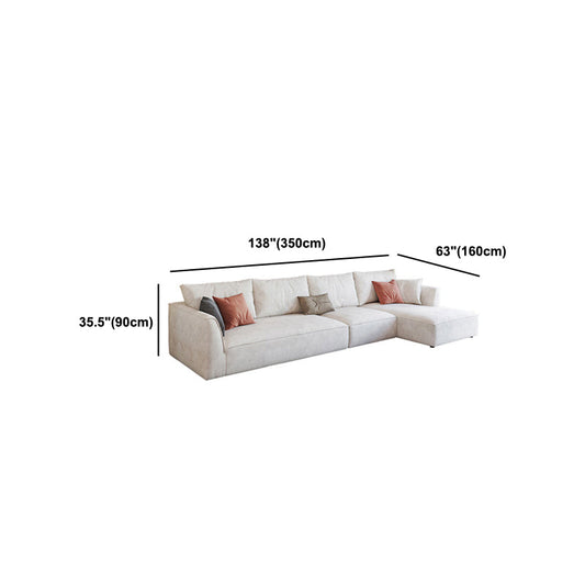 Beige 4-zitplaatsen wijd uitlopende arm sectionele Scandinavian L-vorm sectioneel