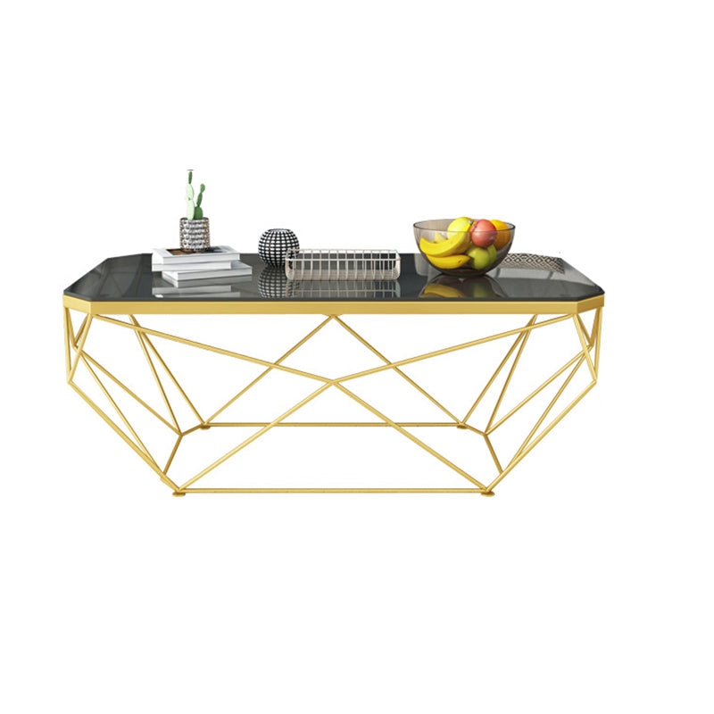 Moderner Couchtisch mit Glasplatte, Cocktailtisch mit Eisenrahmen