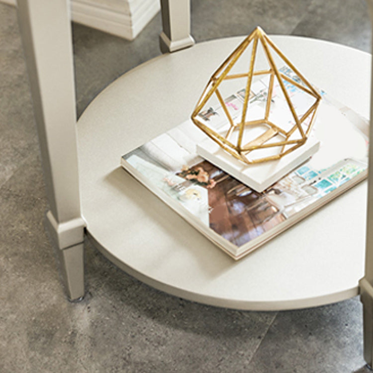 Modernistic Round Double Tier End Table Solid Wood 4 Legs End Table Clearhalo 'Coffee & Accent Tables' 'End & Side Tables' 'end_side_tables' 'furn' 'furn_end_side_tables' 'Furniture' 'Living Room Furniture' 6069021