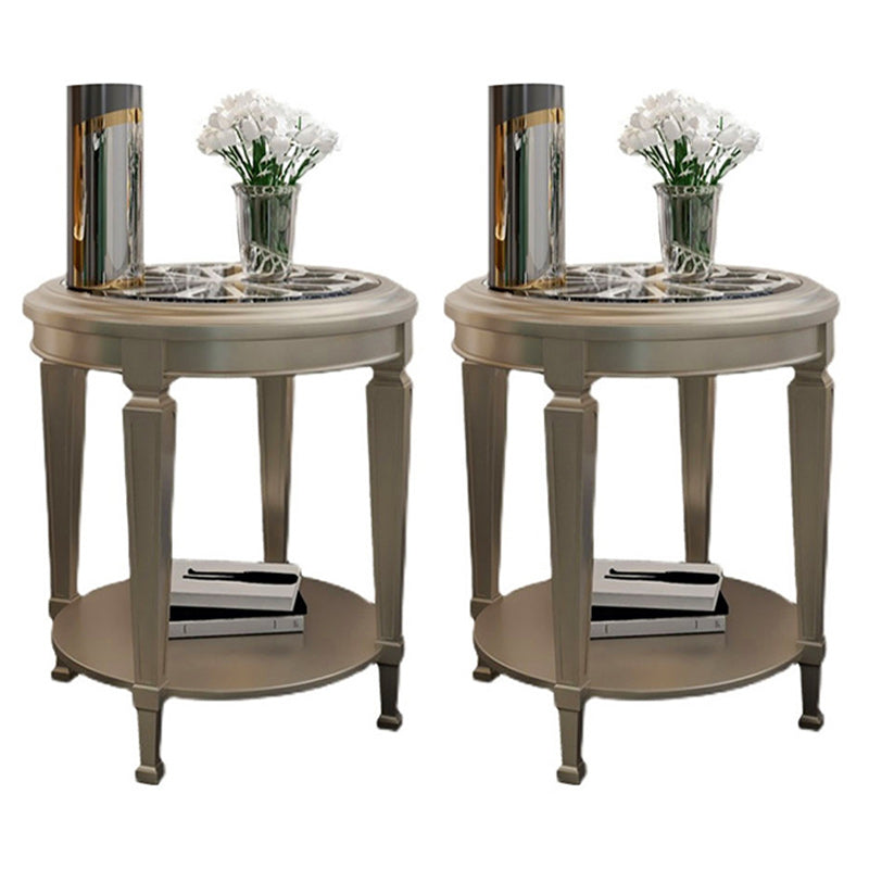 26 "背の高い4脚ソリッドウッドエンドテーブルコンテンポラリーラウンドダブルティアエンドテーブル