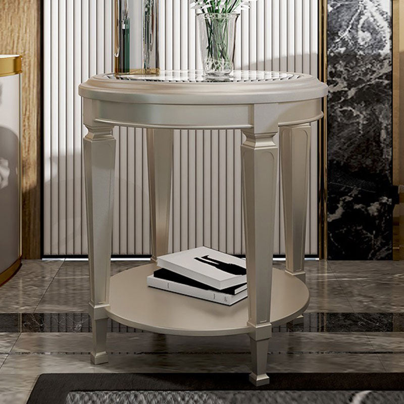 26 "背の高い4脚ソリッドウッドエンドテーブルコンテンポラリーラウンドダブルティアエンドテーブル