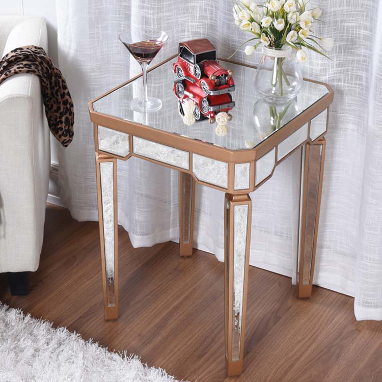 Modern de 25.6 "de altura 4 patas Mesa de vidrio cuadrada Top de vidrio superior