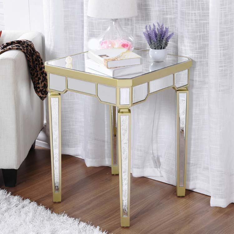 Modern de 25.6 "de altura 4 patas Mesa de vidrio cuadrada Top de vidrio superior