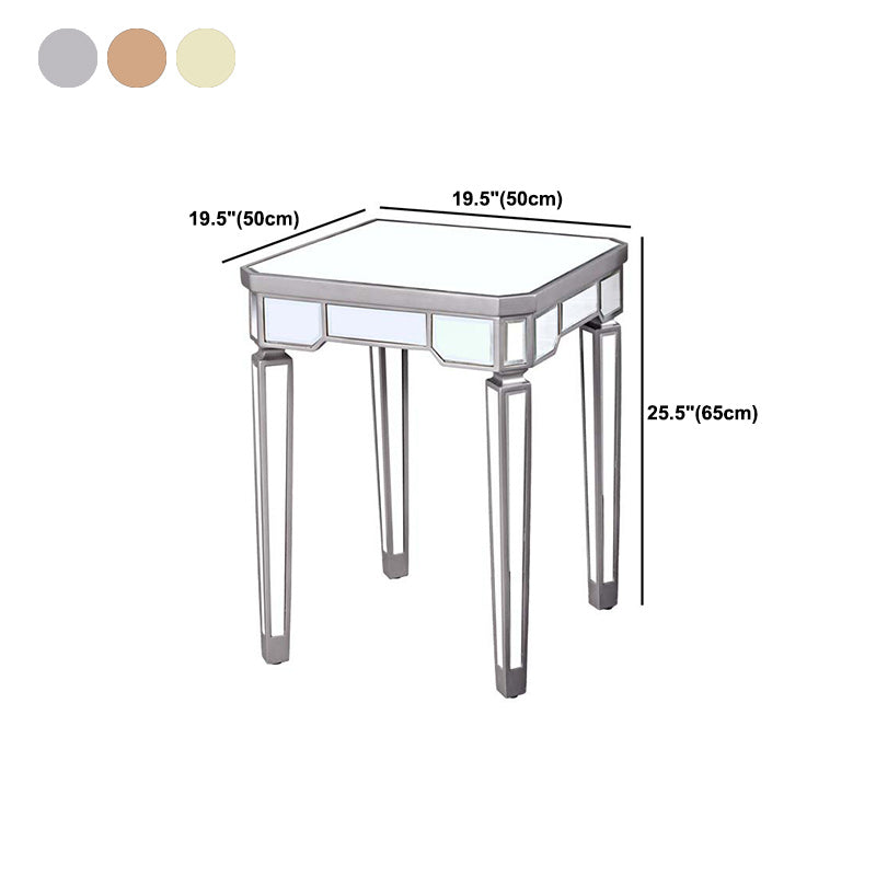 Modern de 25.6 "de altura 4 patas Mesa de vidrio cuadrada Top de vidrio superior