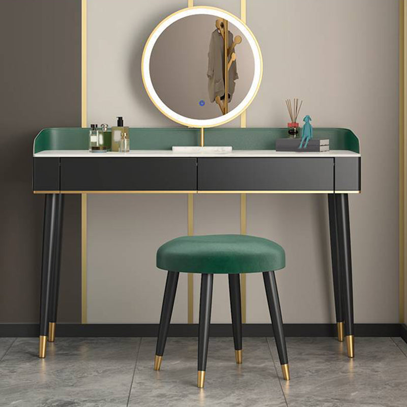 Vanity Set with 2 Storage Drawers Green Make-up Vanity, 15.74" Wide