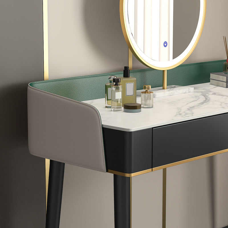 Vanity Set with 2 Storage Drawers Green Make-up Vanity, 15.74" Wide