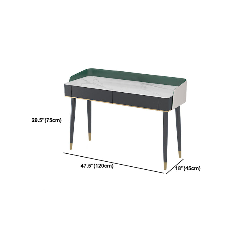 Vanity Set with 2 Storage Drawers Green Make-up Vanity, 15.74" Wide