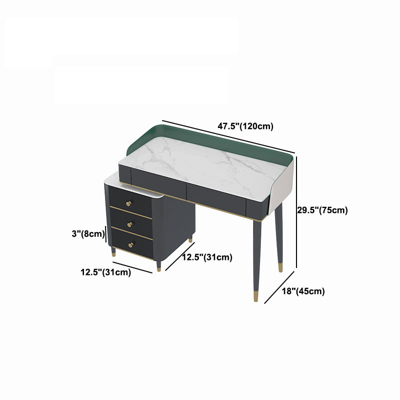 Vanity Set with 2 Storage Drawers Green Make-up Vanity, 15.74" Wide