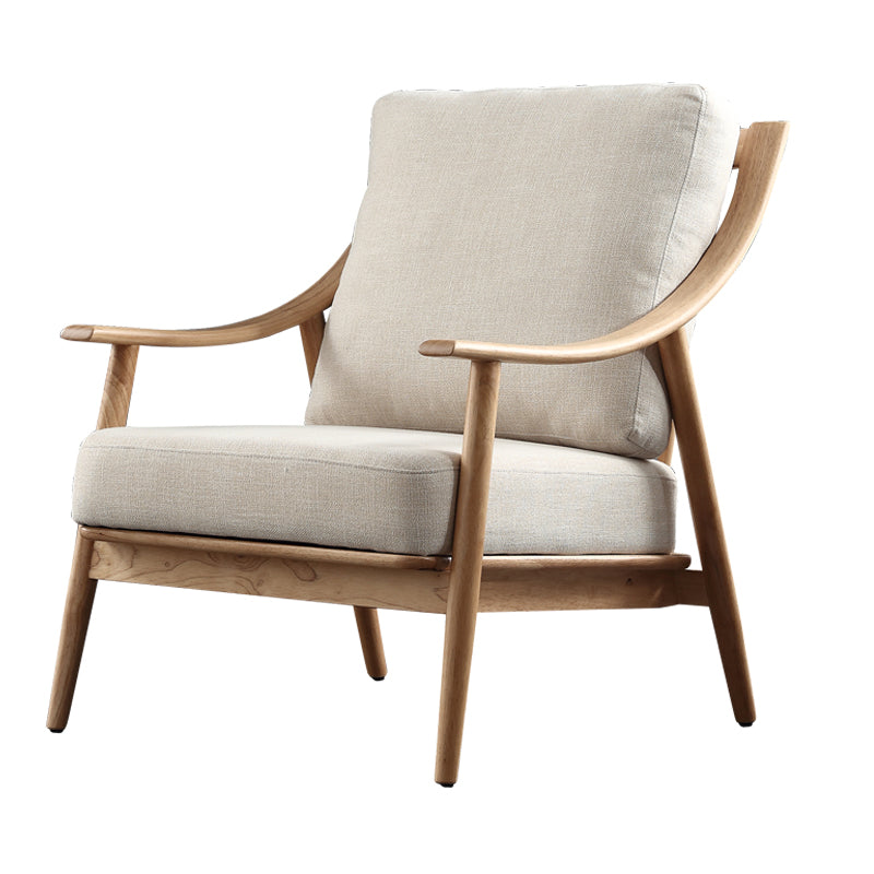 27.55" Wide Rubberwood Arm Chair Synthetic Basic Four Leg Chair White 1 Piece Natural Wood Clearhalo 'Accent Chairs' 'accent_chairs' 'Chairs & Seating' 'furn' 'furn_accent_chairs' 'Furniture' 'Living Room Furniture' 6069139