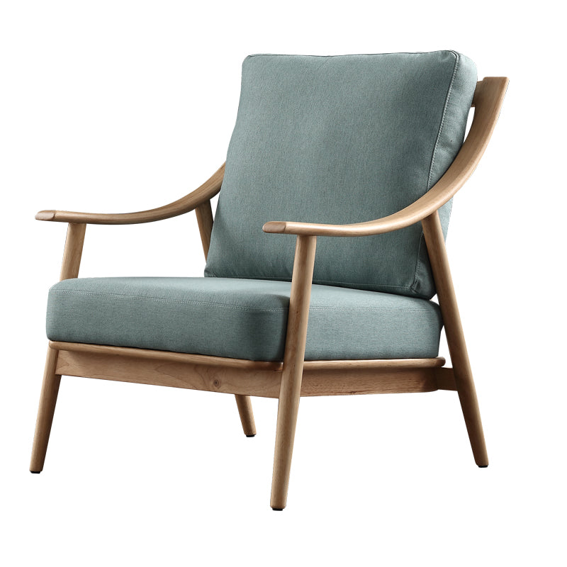27.55" Wide Rubberwood Arm Chair Synthetic Basic Four Leg Chair Green 1 Piece Natural Wood Clearhalo 'Accent Chairs' 'accent_chairs' 'Chairs & Seating' 'furn' 'furn_accent_chairs' 'Furniture' 'Living Room Furniture' 6069146