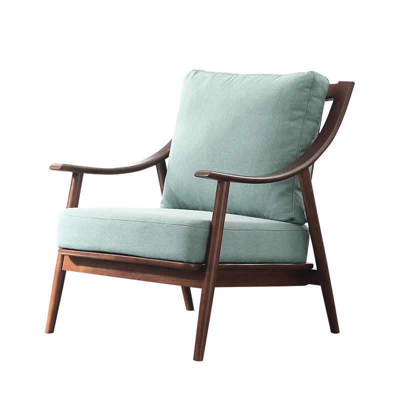 27.55" Wide Rubberwood Arm Chair Synthetic Basic Four Leg Chair Green 1 Piece Walnut Clearhalo 'Accent Chairs' 'accent_chairs' 'Chairs & Seating' 'furn' 'furn_accent_chairs' 'Furniture' 'Living Room Furniture' 6069150