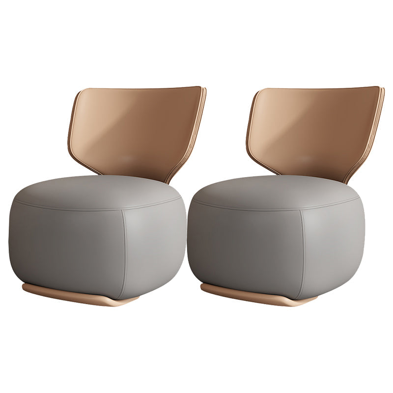 18.11" Wide Armless Chair Accent Chair with Fixed Back for Living Room Grey Faux Leather 2 Piece Set Clearhalo 'Accent Chairs' 'accent_chairs' 'Chairs & Seating' 'furn' 'furn_accent_chairs' 'Furniture' 'Living Room Furniture' 6069183