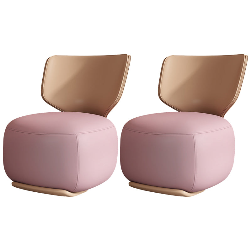 18.11" Wide Armless Chair Accent Chair with Fixed Back for Living Room Pink Faux Leather 2 Piece Set Clearhalo 'Accent Chairs' 'accent_chairs' 'Chairs & Seating' 'furn' 'furn_accent_chairs' 'Furniture' 'Living Room Furniture' 6069191
