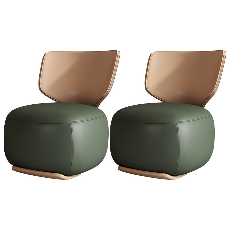 18.11" Wide Armless Chair Accent Chair with Fixed Back for Living Room Green Faux Leather 2 Piece Set Clearhalo 'Accent Chairs' 'accent_chairs' 'Chairs & Seating' 'furn' 'furn_accent_chairs' 'Furniture' 'Living Room Furniture' 6069206