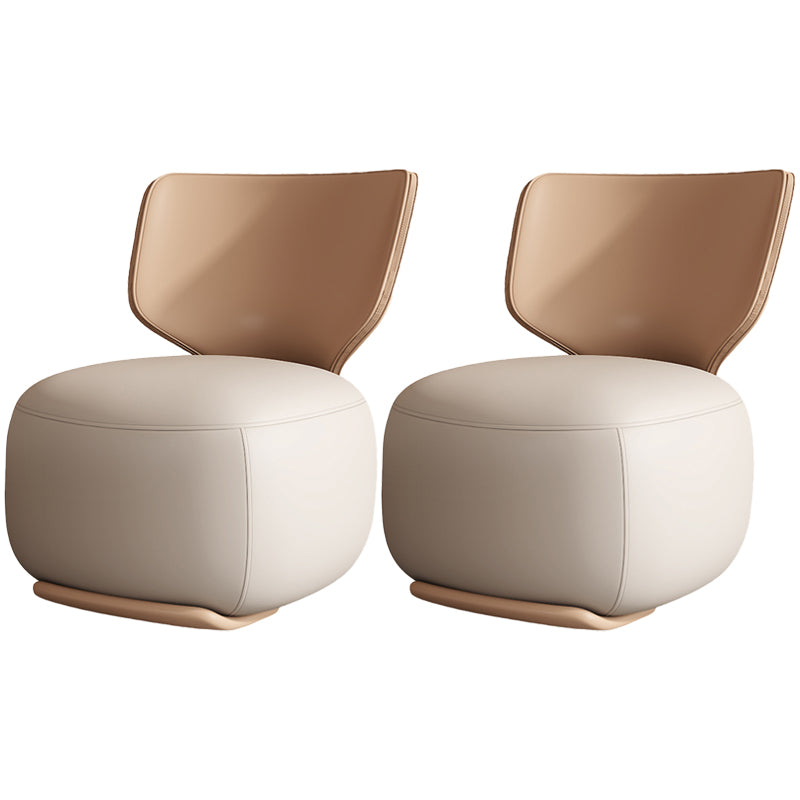 18.11" Wide Armless Chair Accent Chair with Fixed Back for Living Room Off-White Faux Leather 2 Piece Set Clearhalo 'Accent Chairs' 'accent_chairs' 'Chairs & Seating' 'furn' 'furn_accent_chairs' 'Furniture' 'Living Room Furniture' 6069212