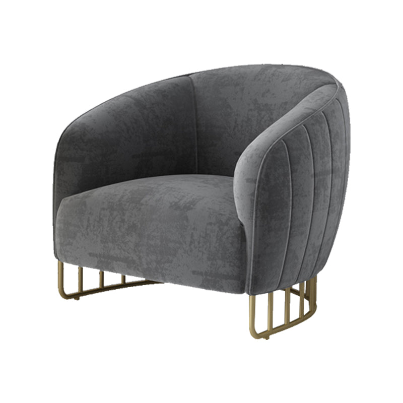 Velvet Barrel Accent Chair 29.52 "Laissez les bras de large inclus chaise avec des jambes en fer doré