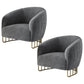 Velvet Barrel Accent Chair 29.52 "Laissez les bras de large inclus chaise avec des jambes en fer doré
